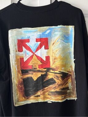 Off-White Black Crewneck with Red Graphic